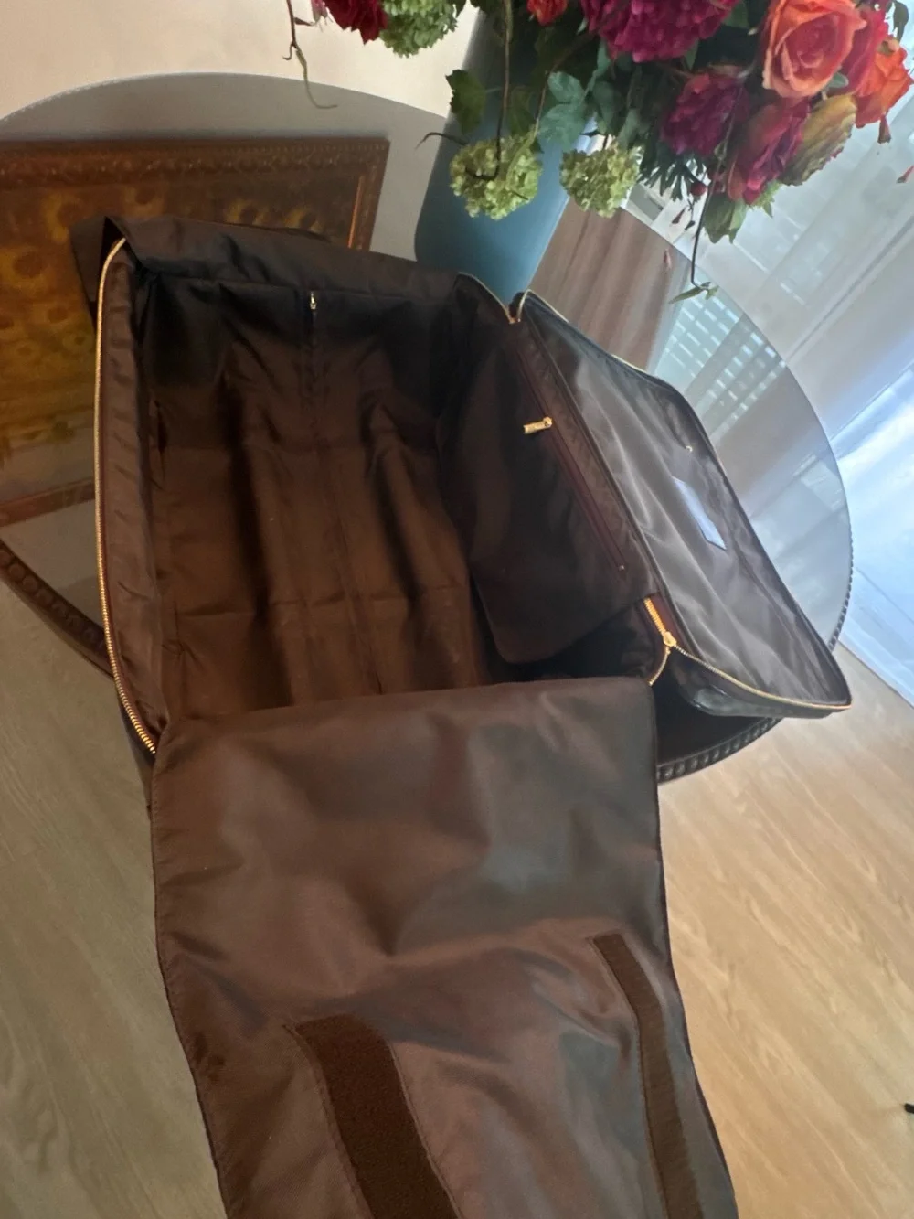 Louis Vuitton Brown Damier Checkered Travel Backpack with Gold Hardware